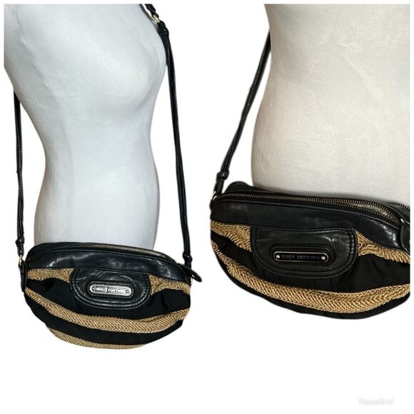 Juicy Couture Handbags - RARE Vintage Y2K Juicy Couture Black
PU and Straw barrel bag Crossbody